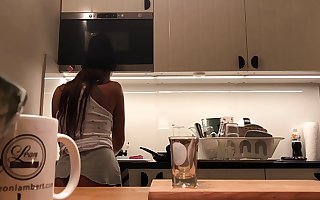 Braless Small-minded Panties in the Kitchen finishes the Dishes